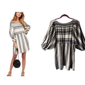 Free people lily oversized stripe ballon 3/4 sleeve dress